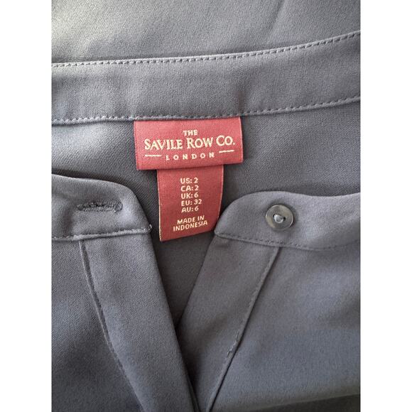 The Savile Row Co. London | Mandarin Collar Chiffon Blue Shirt Dress  | Size 2 - Picture 9 of 13